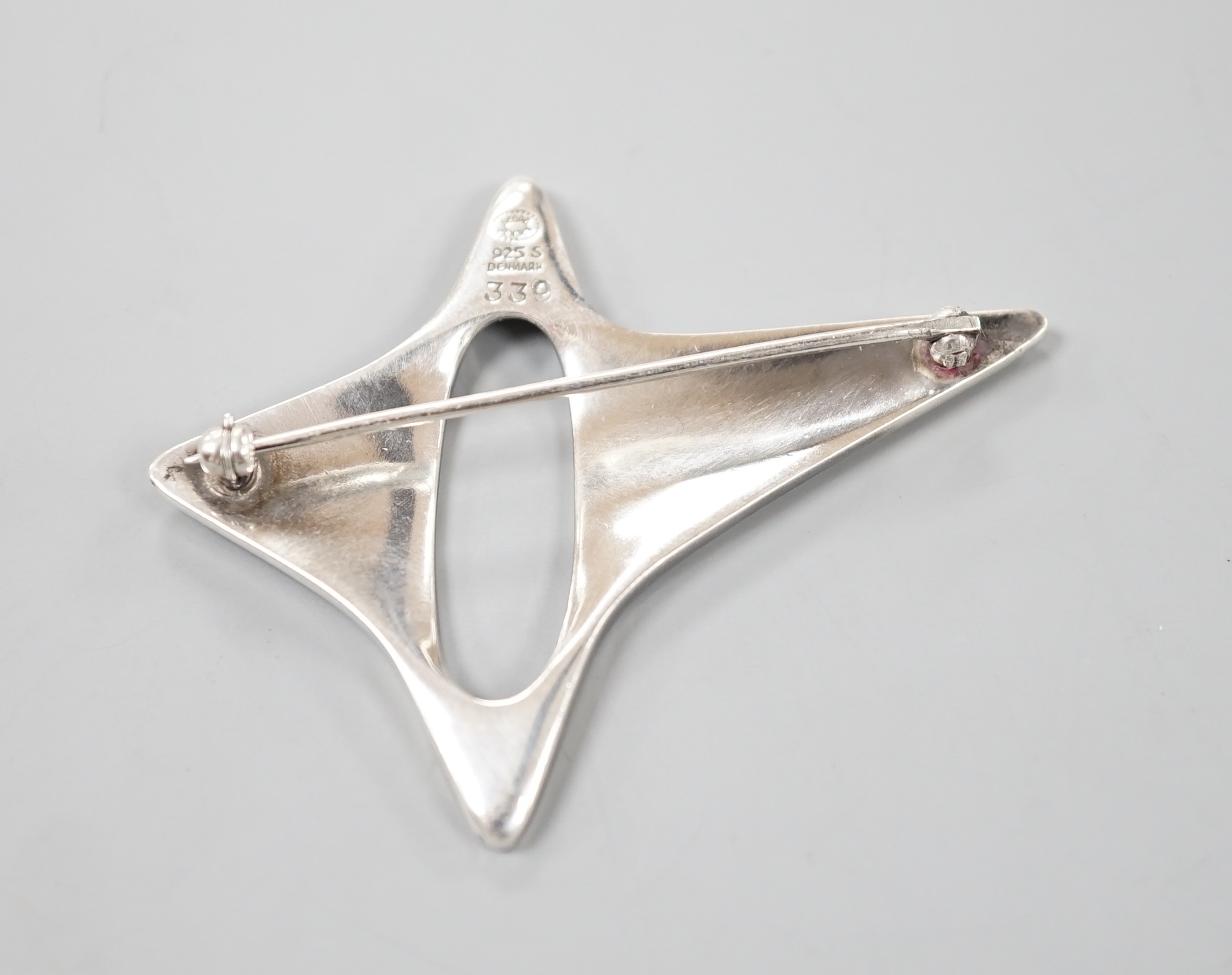 A Georg Jensen sterling amoeba brooch, no. 339, 57mm.